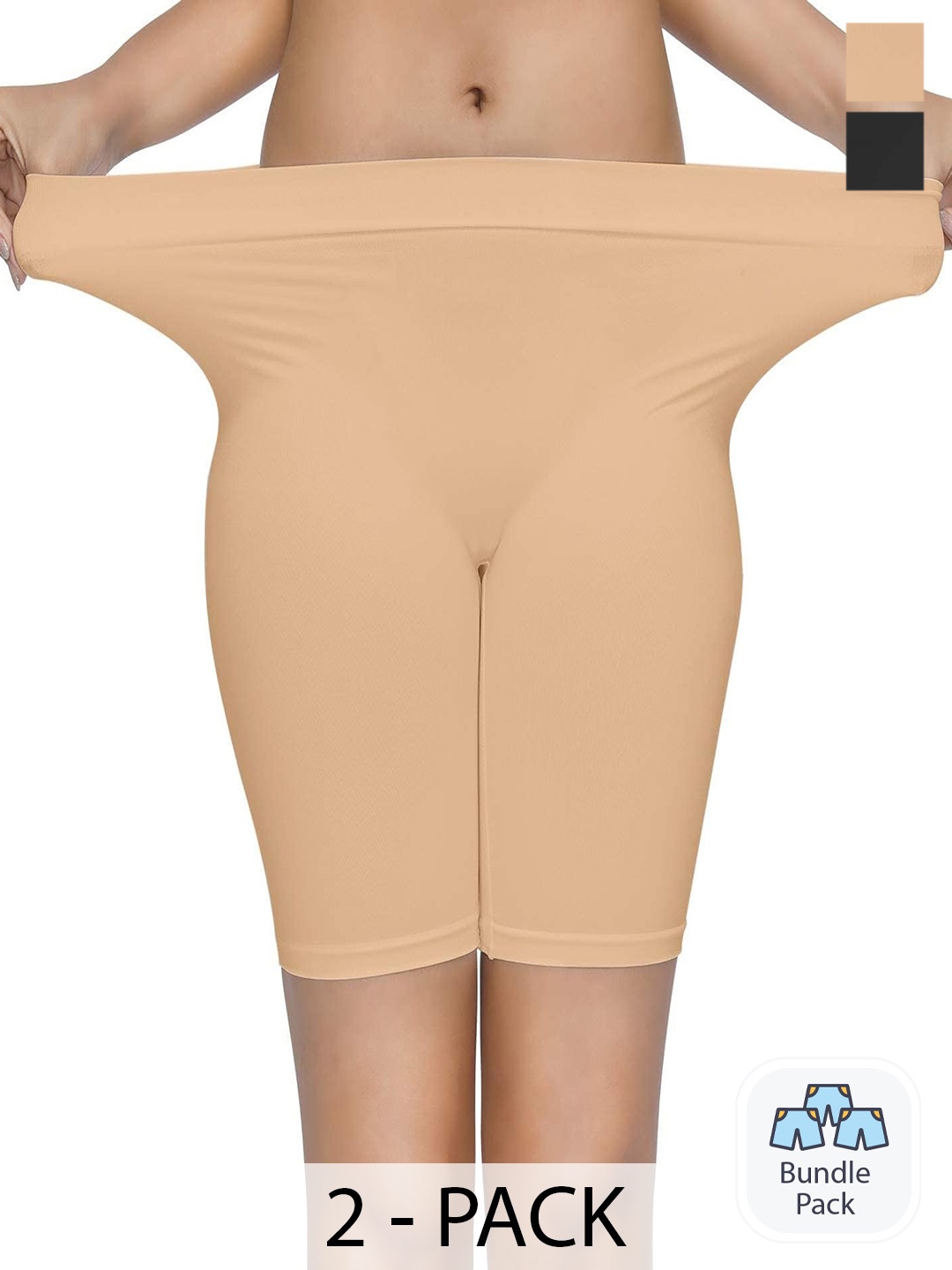 

MYSHA Women Pack Of 2 High-Rise Rapid Dry Cycling Shorts, Black