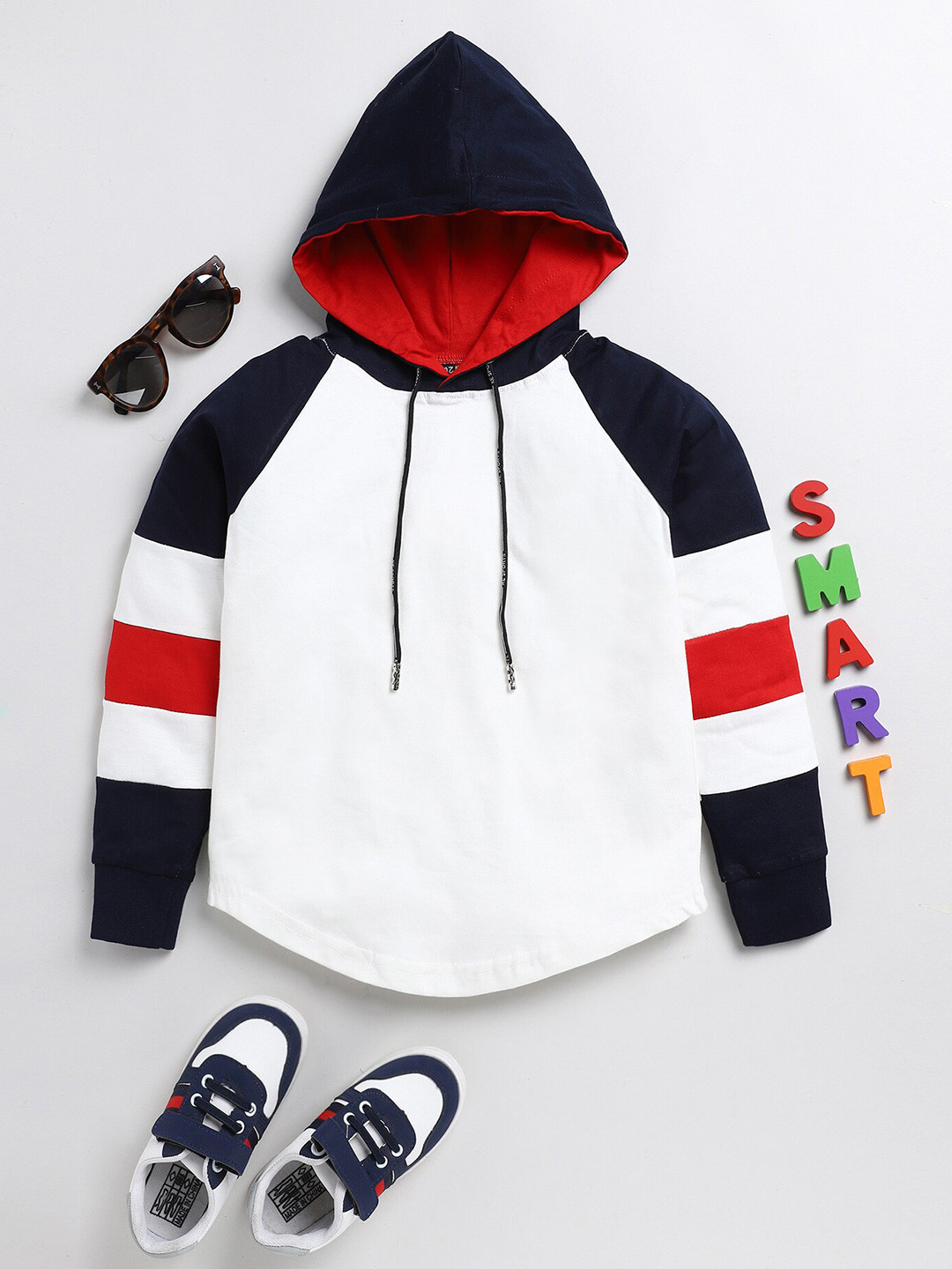 

SmartRAHO Boys Hooded Cotton T-shirt, White