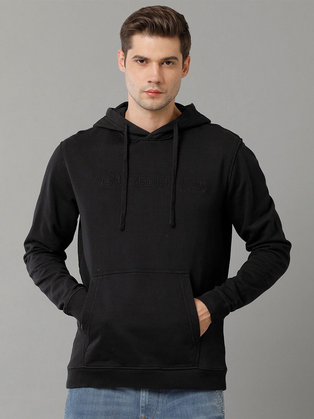 

Voi Jeans Cotton Hooded Pullover Sweatshirt, Black