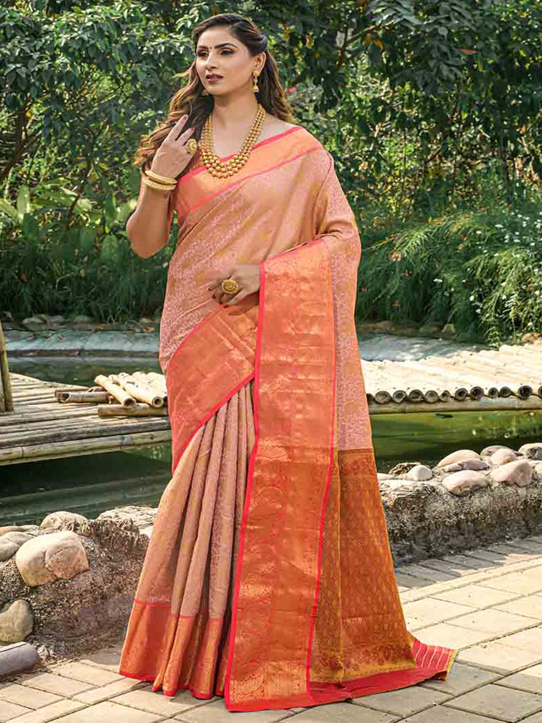 

Mitera Pink Woven Design Zari Art Silk Saree