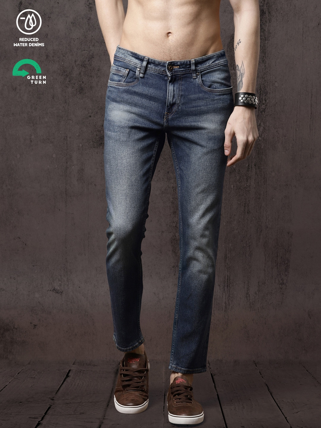 

Roadster GreenTurn Men Blue Skinny Mid-Rise Save Water Stretchable Sustainable Jeans