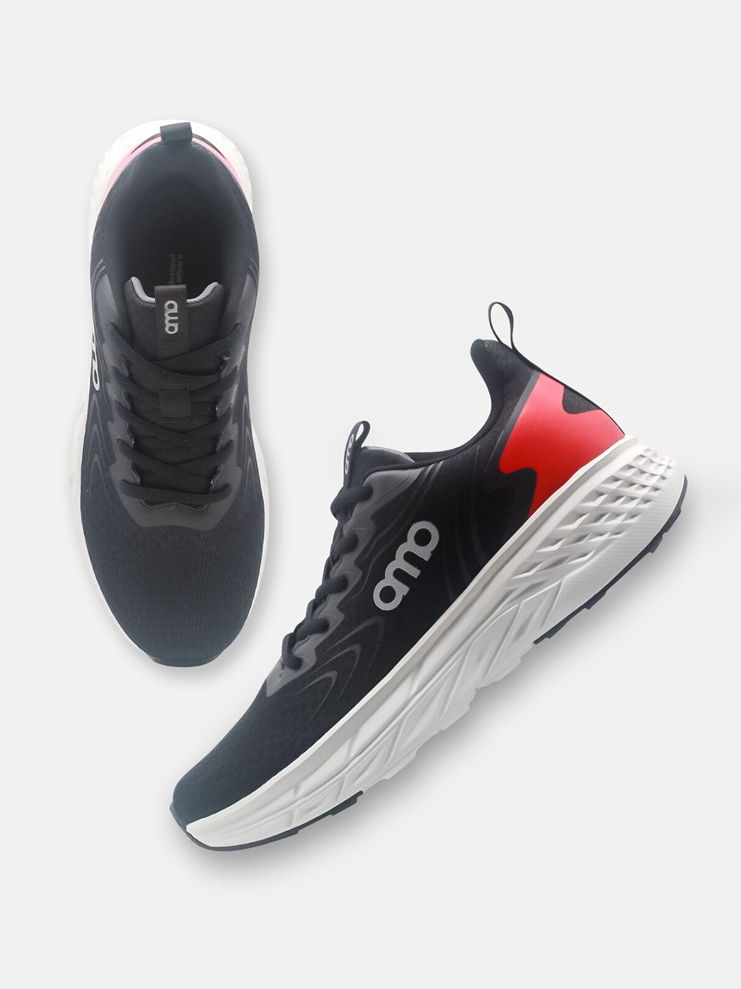 

AMP Men Mesh Knitted Running Shoes, Black