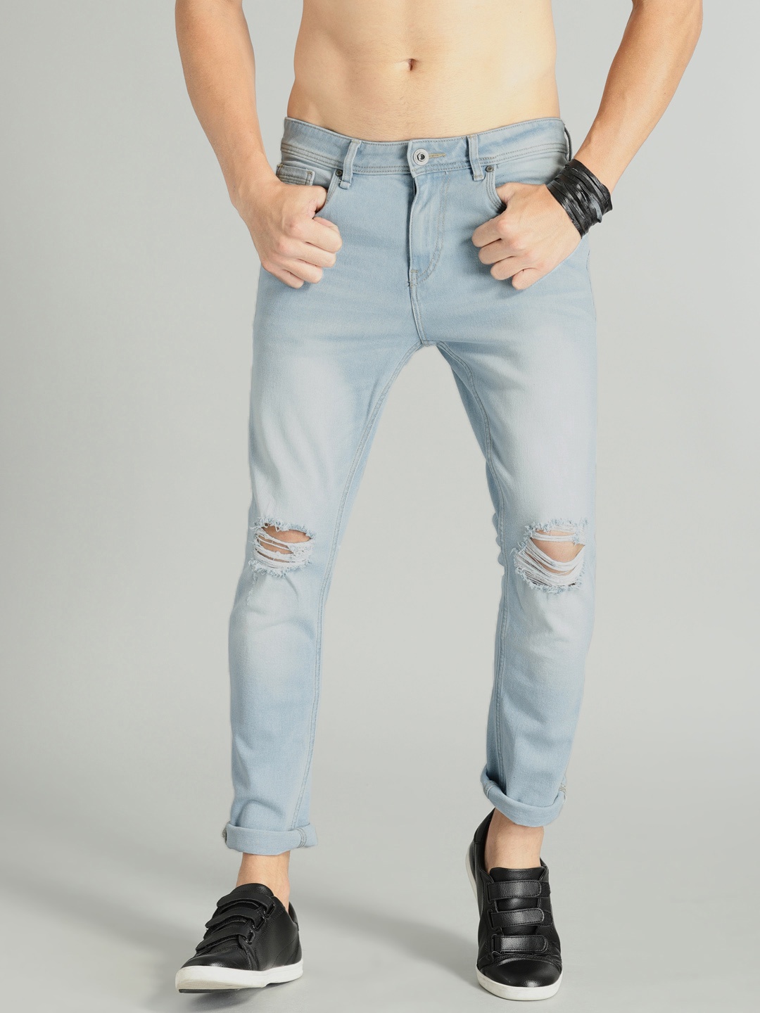 

Roadster Men Blue Skinny Fit Mid-Rise Slash Knee Stretchable Jeans