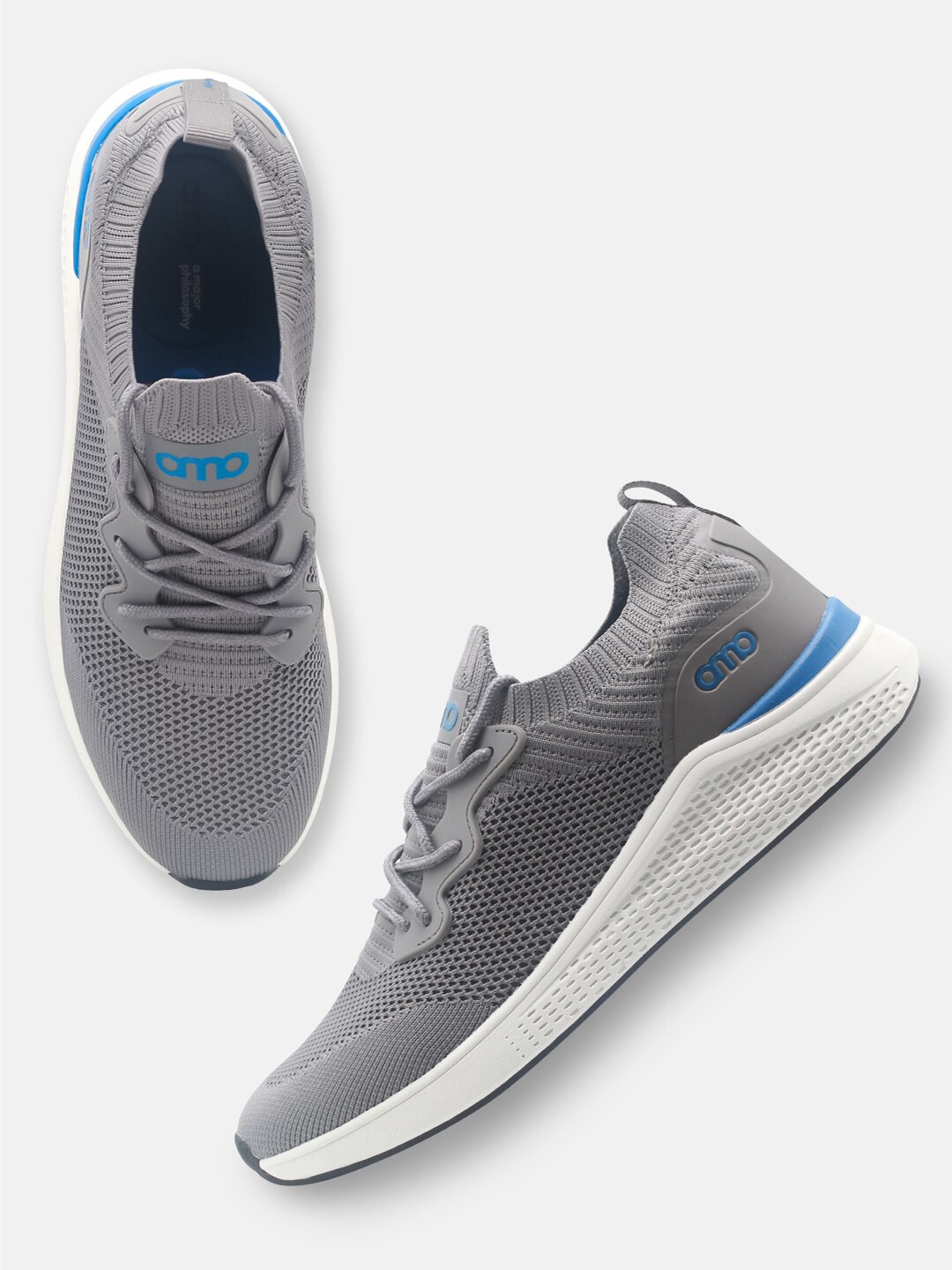

AMP Men Mesh Knitted Training or Gym Shoes, Grey