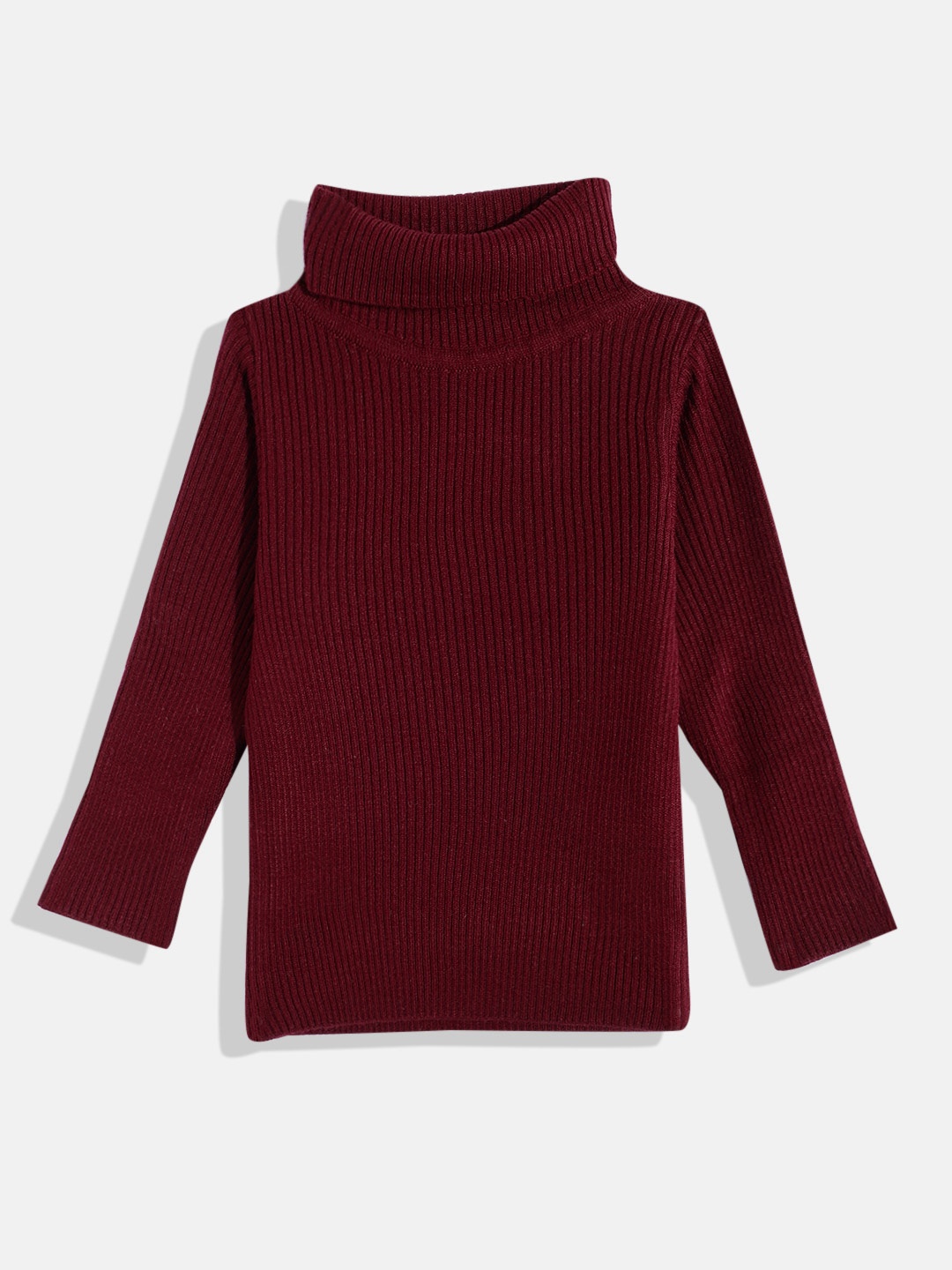 

RVK Unisex Kids Ribbed Turtle Neck Pullover, Maroon