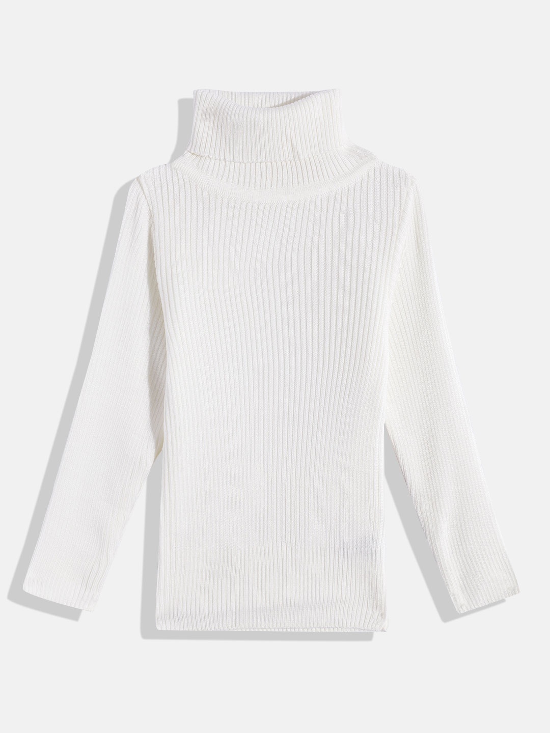 

RVK Unisex Kids Ribbed Turtle Neck Pullover, Off white