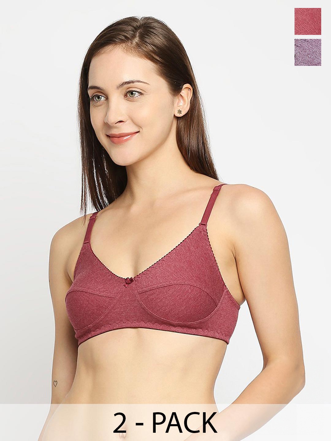 

True ShapePack of 2 Non-Wired Non Padded T-Shirt Bra With Anti Microbial, Purple