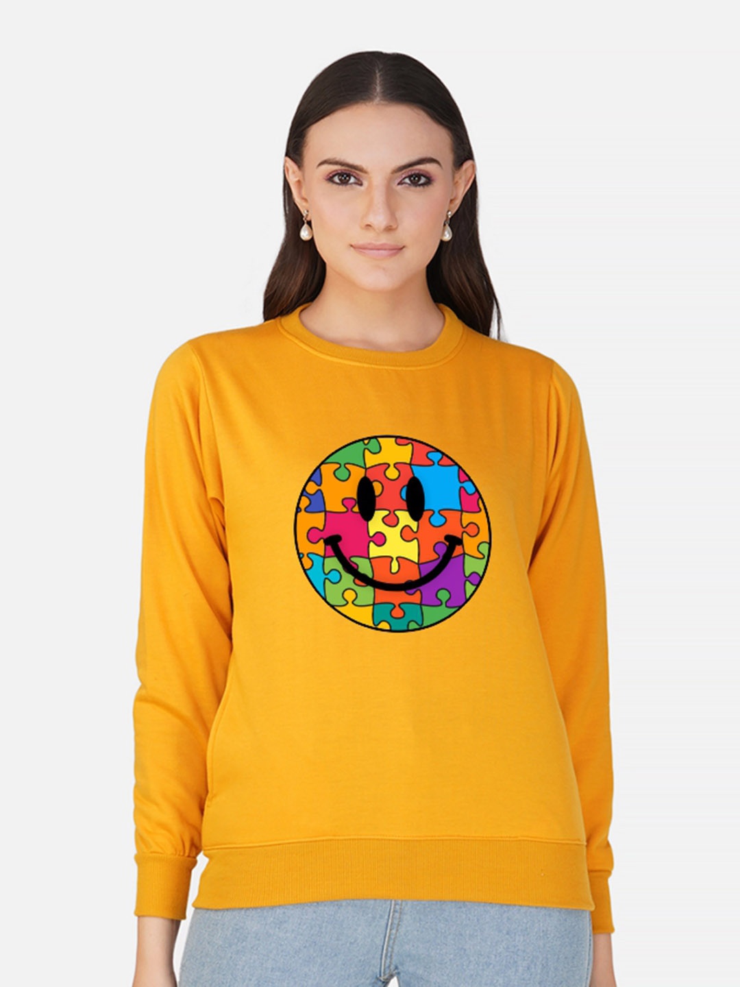 

CHOZI Graphic Printed Fleece Pullover Sweatshirt, Mustard