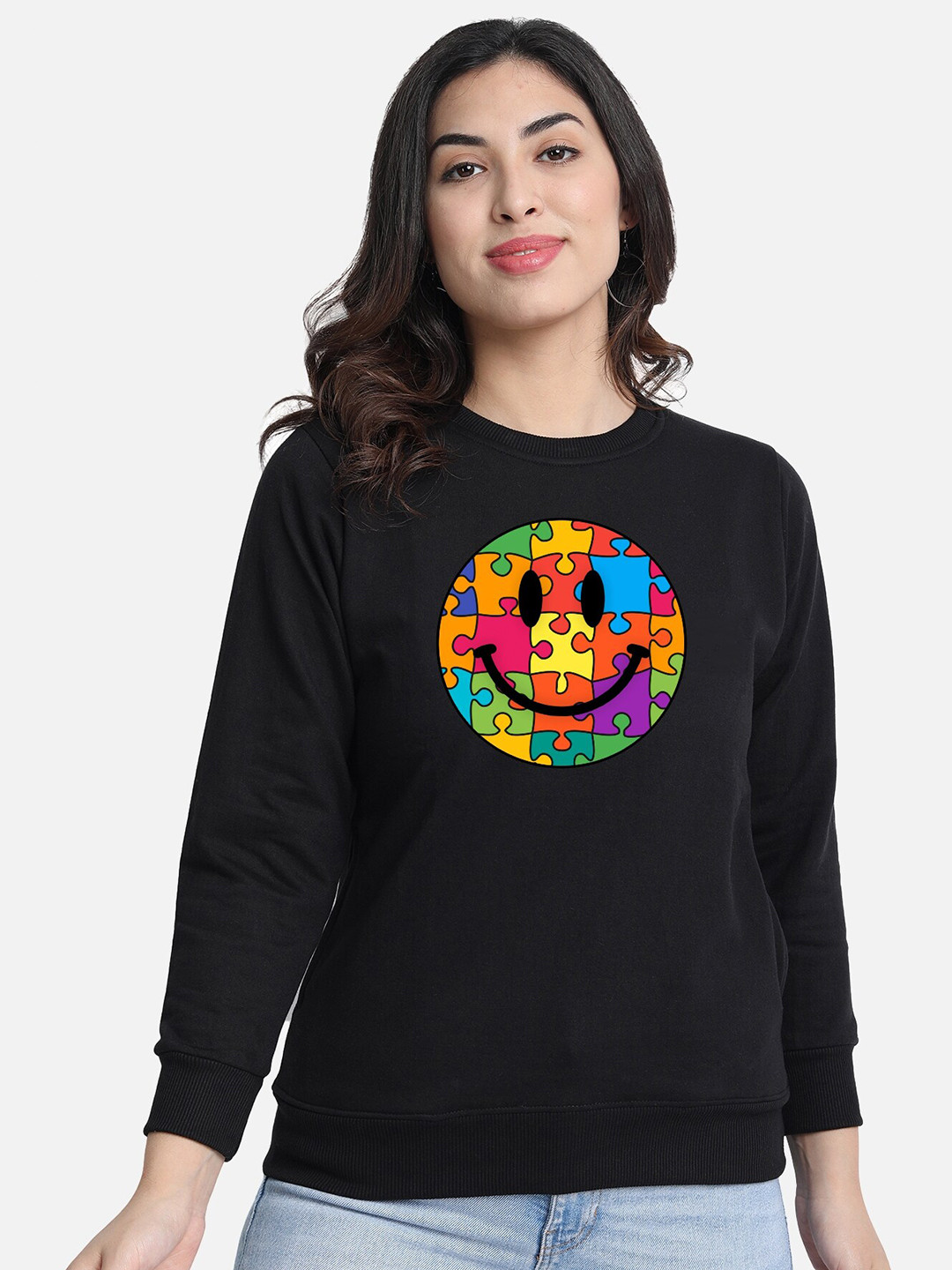

CHOZI Graphic Printed Fleece Pullover Sweatshirt, Black