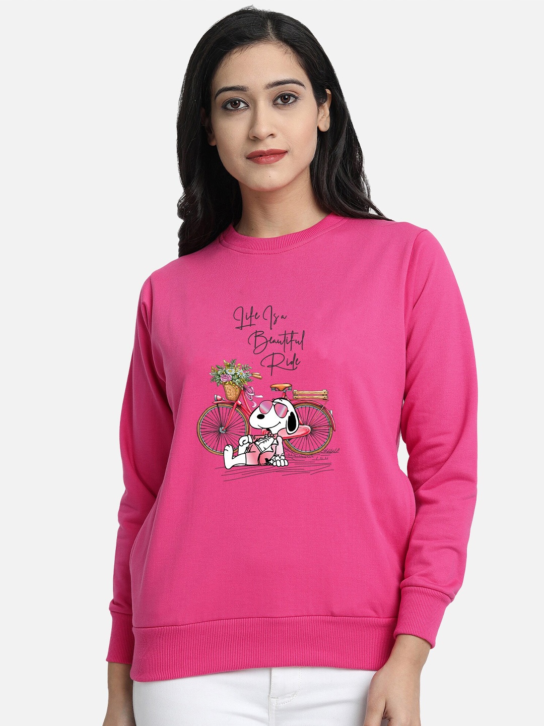 

CHOZI Graphic Printed Fleece Pullover Sweatshirt, Pink