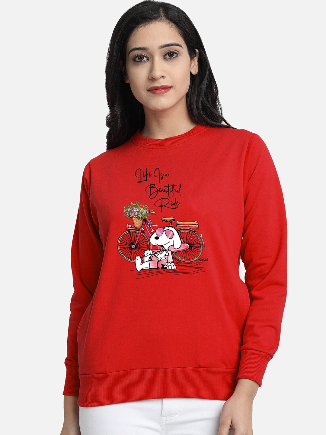 

CHOZI Graphic Printed Fleece Pullover Sweatshirt, Red