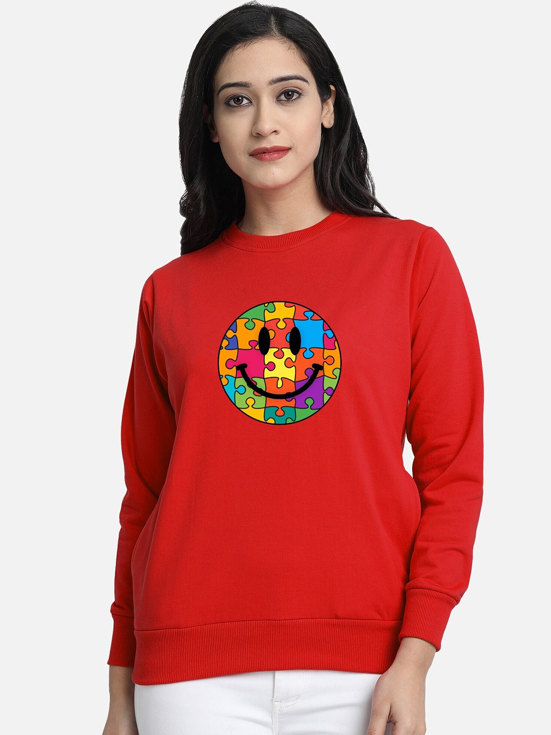 

CHOZI Graphic Printed Fleece Pullover Sweatshirt, Red