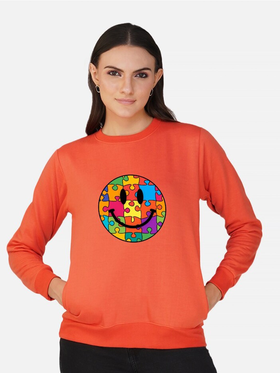 

CHOZI Graphic Printed Fleece Pullover Sweatshirt, Orange