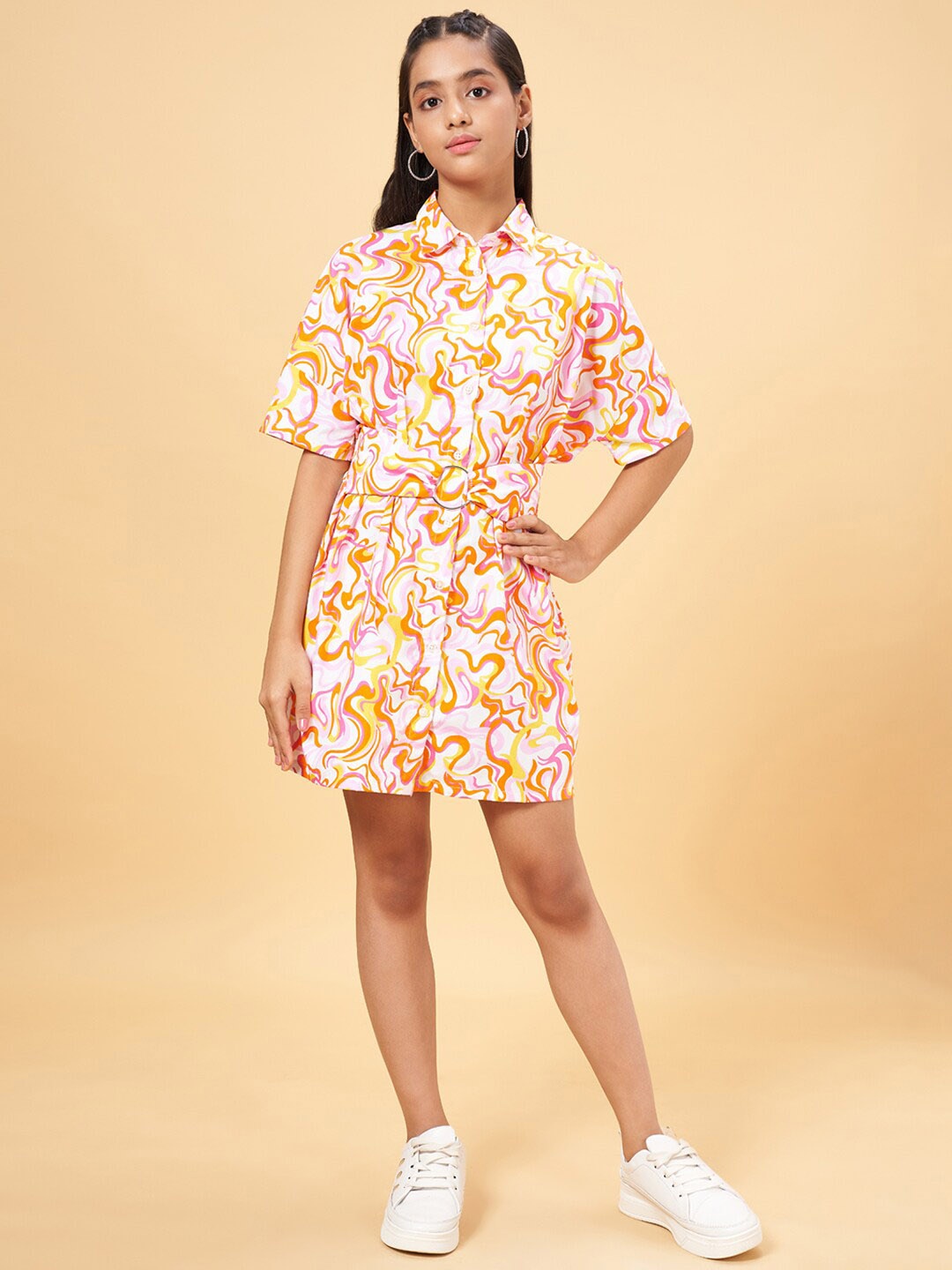

Coolsters by Pantaloons Abstract Printed Cotton Shirt Dress, White