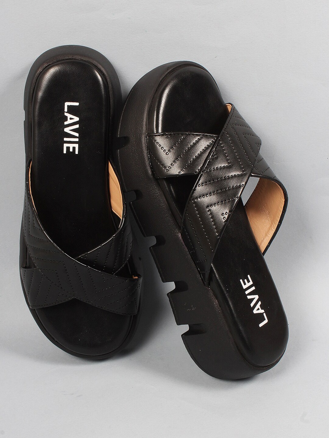 

Lavie Black High-Top Cross Stripe Flatform Heel Sandals