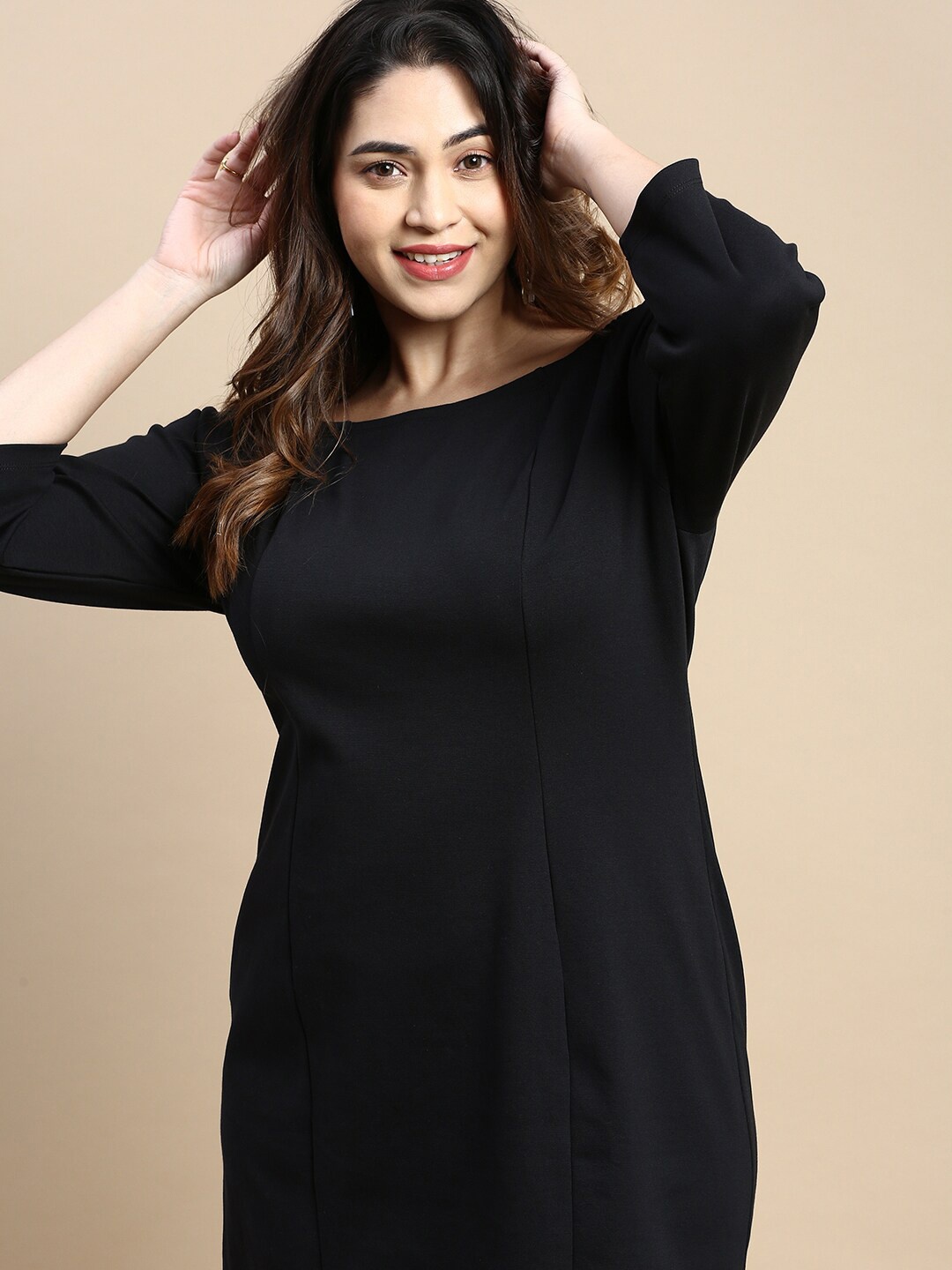 

SHOWOFF Plus Off Shoulder Sheath Dress, Black