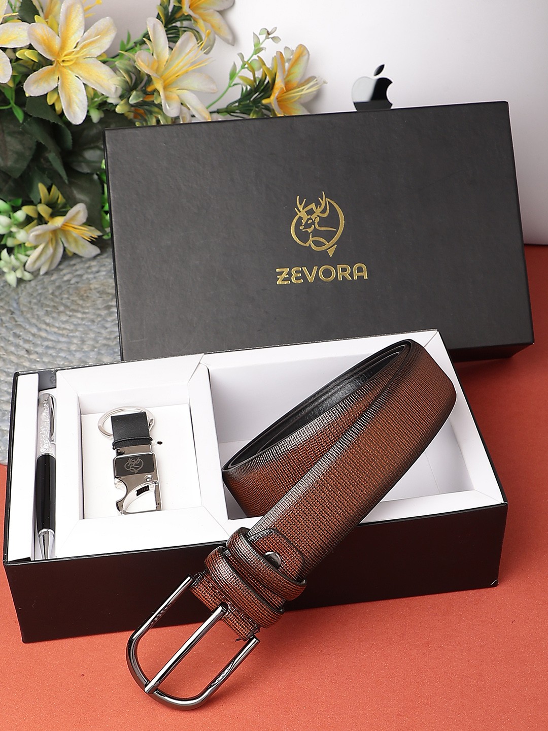 

ZEVORA Men Leather Accessory Gift Set, Brown