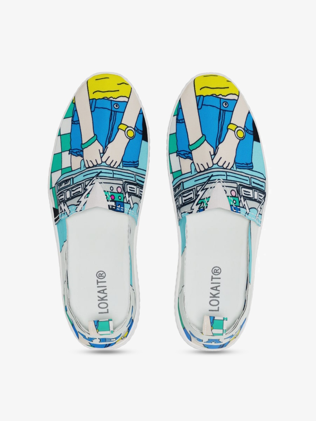 

LOKAIT The Sneakers Company Women Graphic Printed Canvas Slip-On Sneakers, Blue
