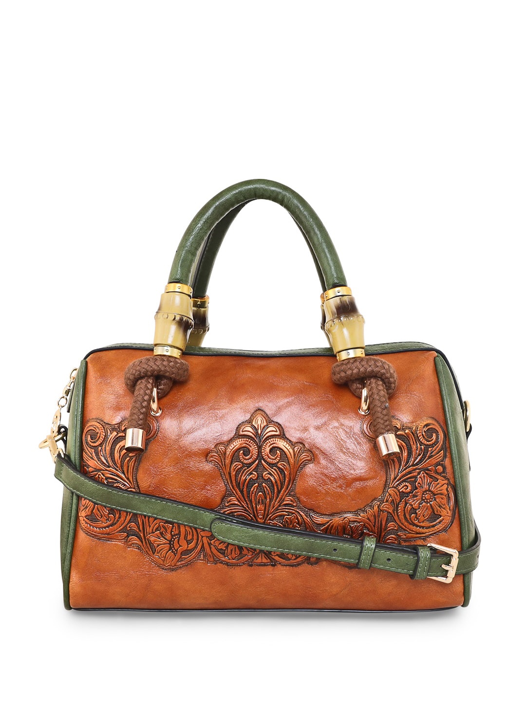 

ESBEDA Ethnic Motifs Self Design Structured Satchel, Green