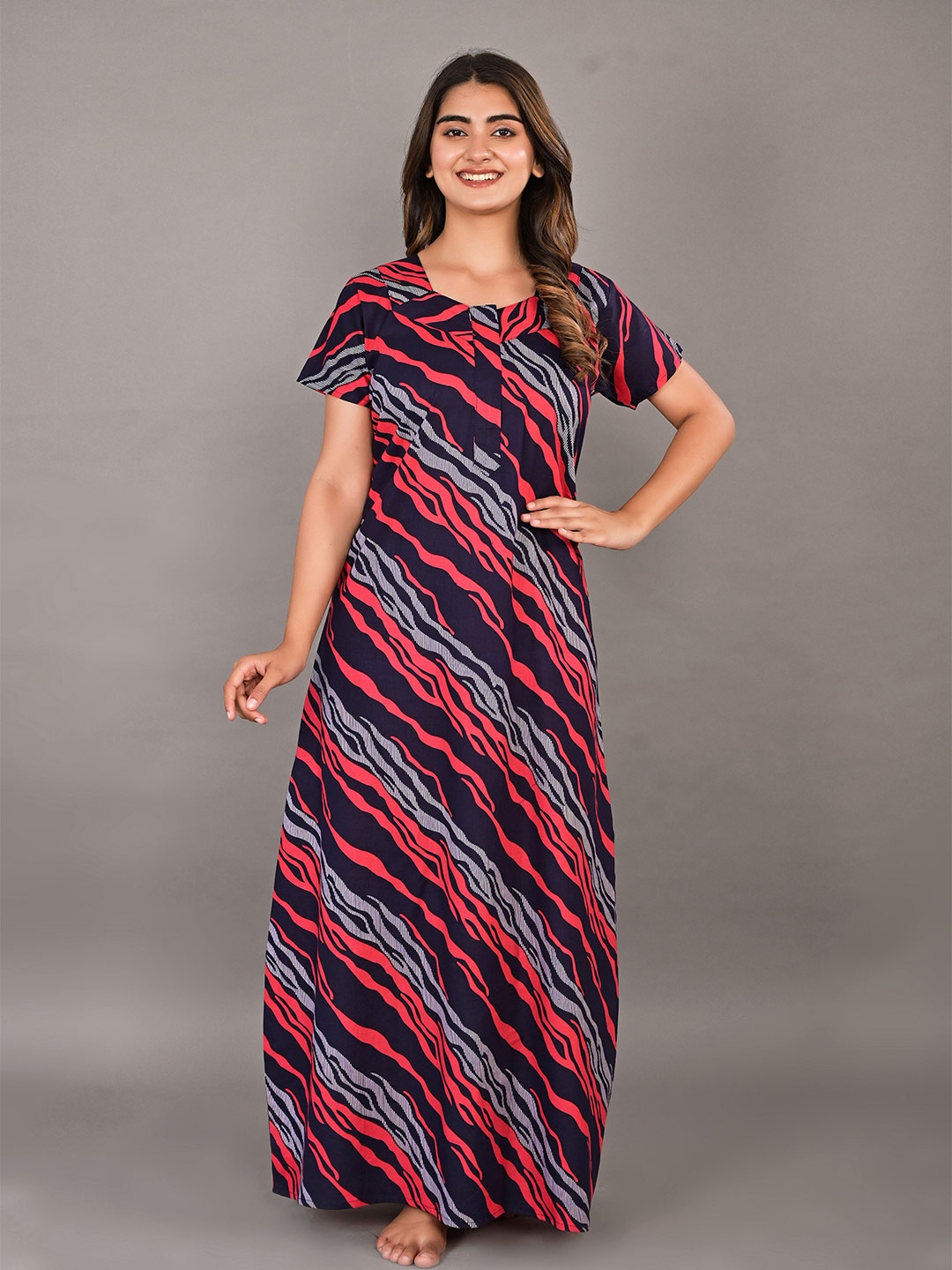 

KALINI Printed Cotton Maxi Nightdress, Blue