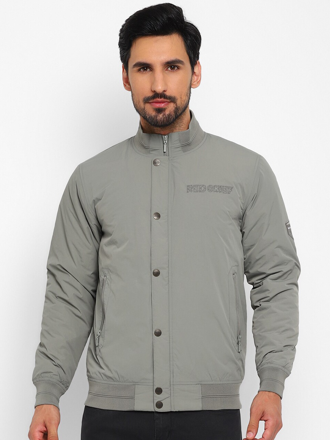 

Red Chief Long Sleeves Stand Collar Lightweight Bomber Jackets, Grey