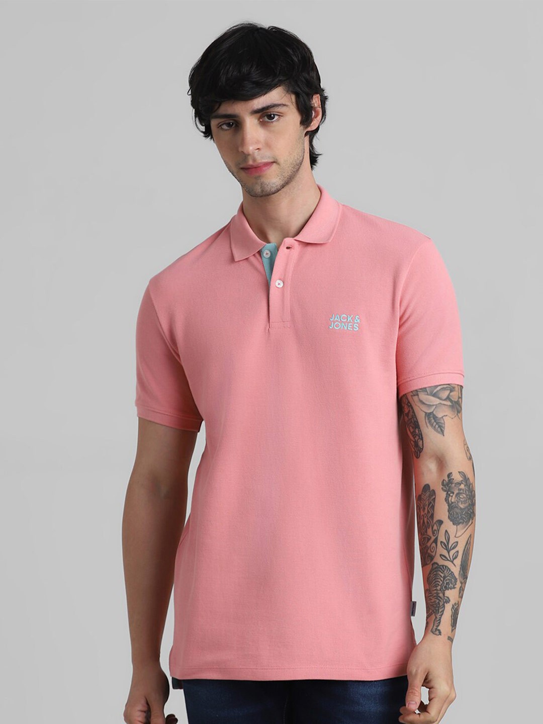 

Jack & Jones Polo Collar Pure Cotton Slim Fit T-shirt, Pink