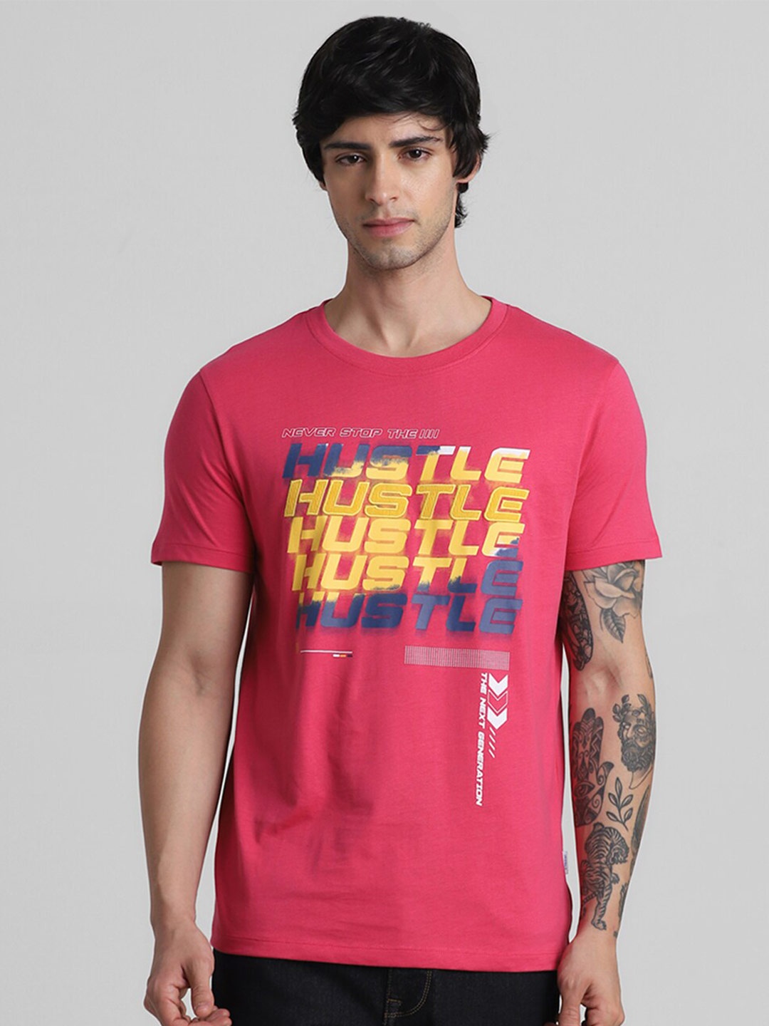 

Jack & Jones Typography Printed Pure Cotton T-shirt, Red