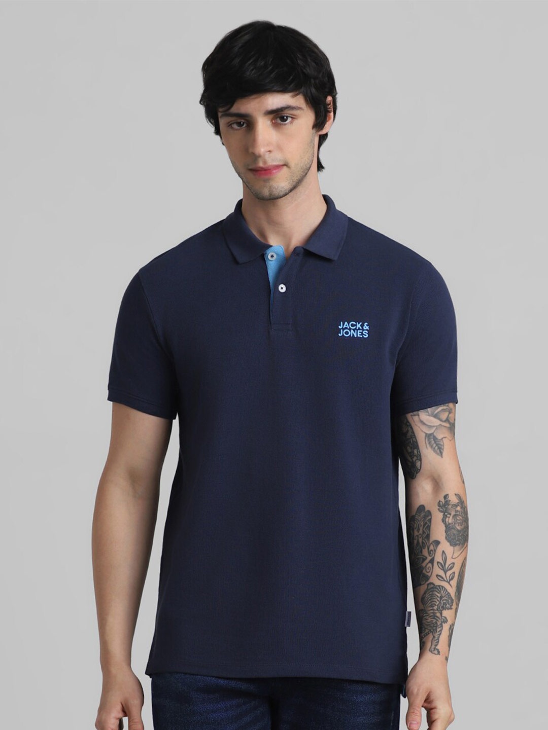 

Jack & Jones Polo Collar Pure Cotton Slim Fit T-shirt, Blue