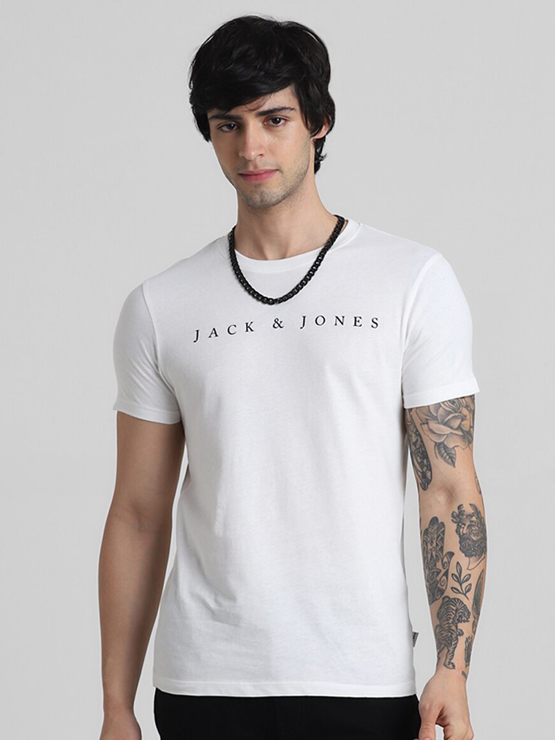 

Jack & Jones Brand Logo Printed Cotton T-shirt, White