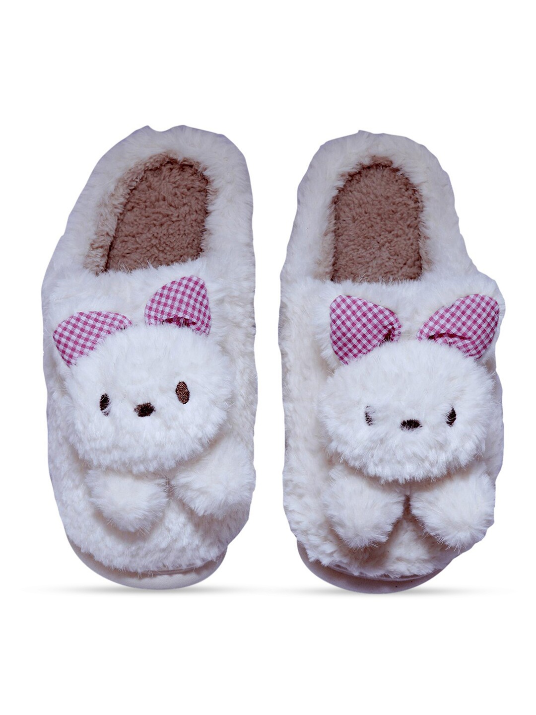 

Miscreef Women Rabbit Warm Winter Fur Room Slippers, White