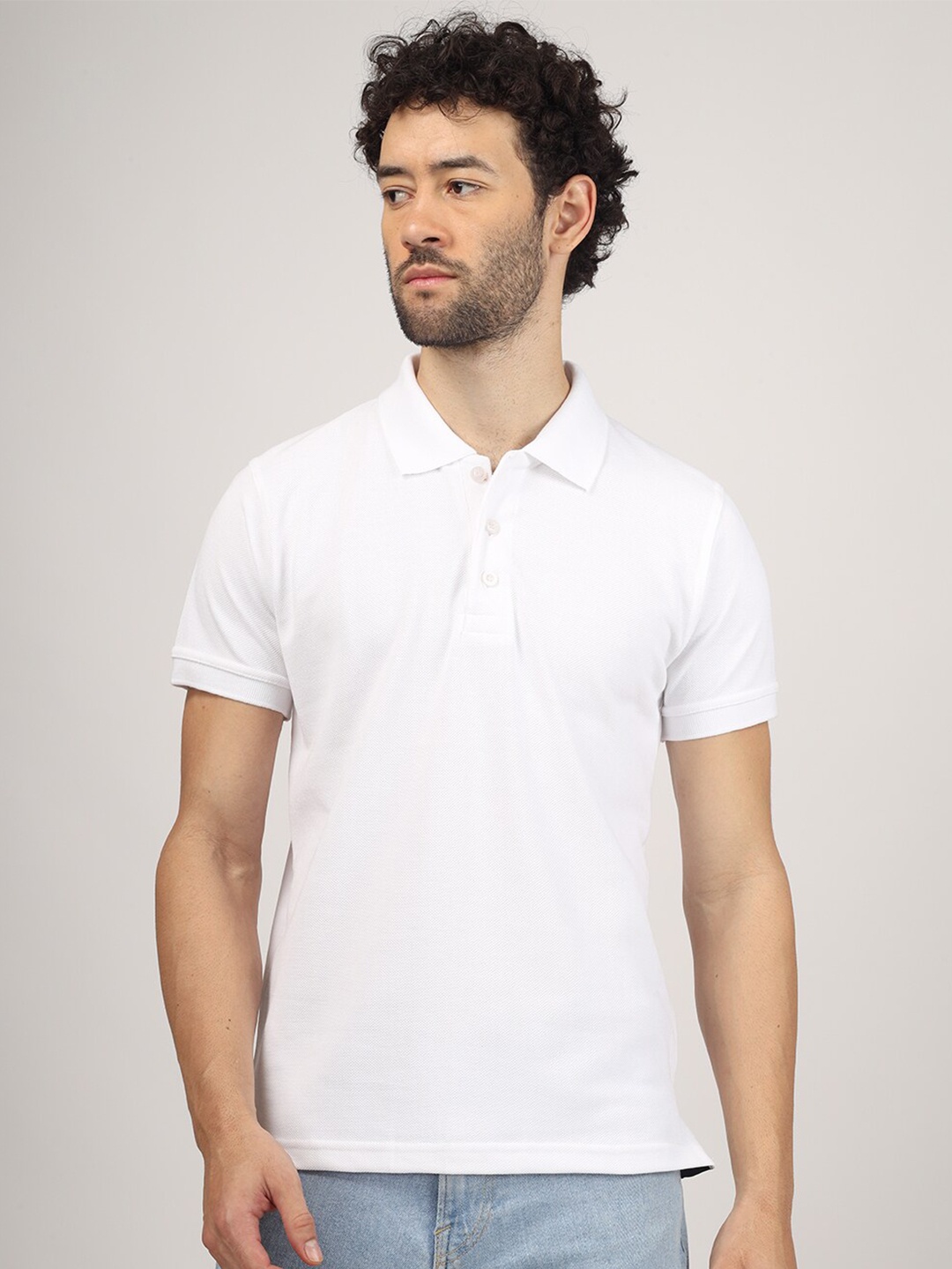 

Greylongg Polo Collar Short Sleeves T-shirt, White