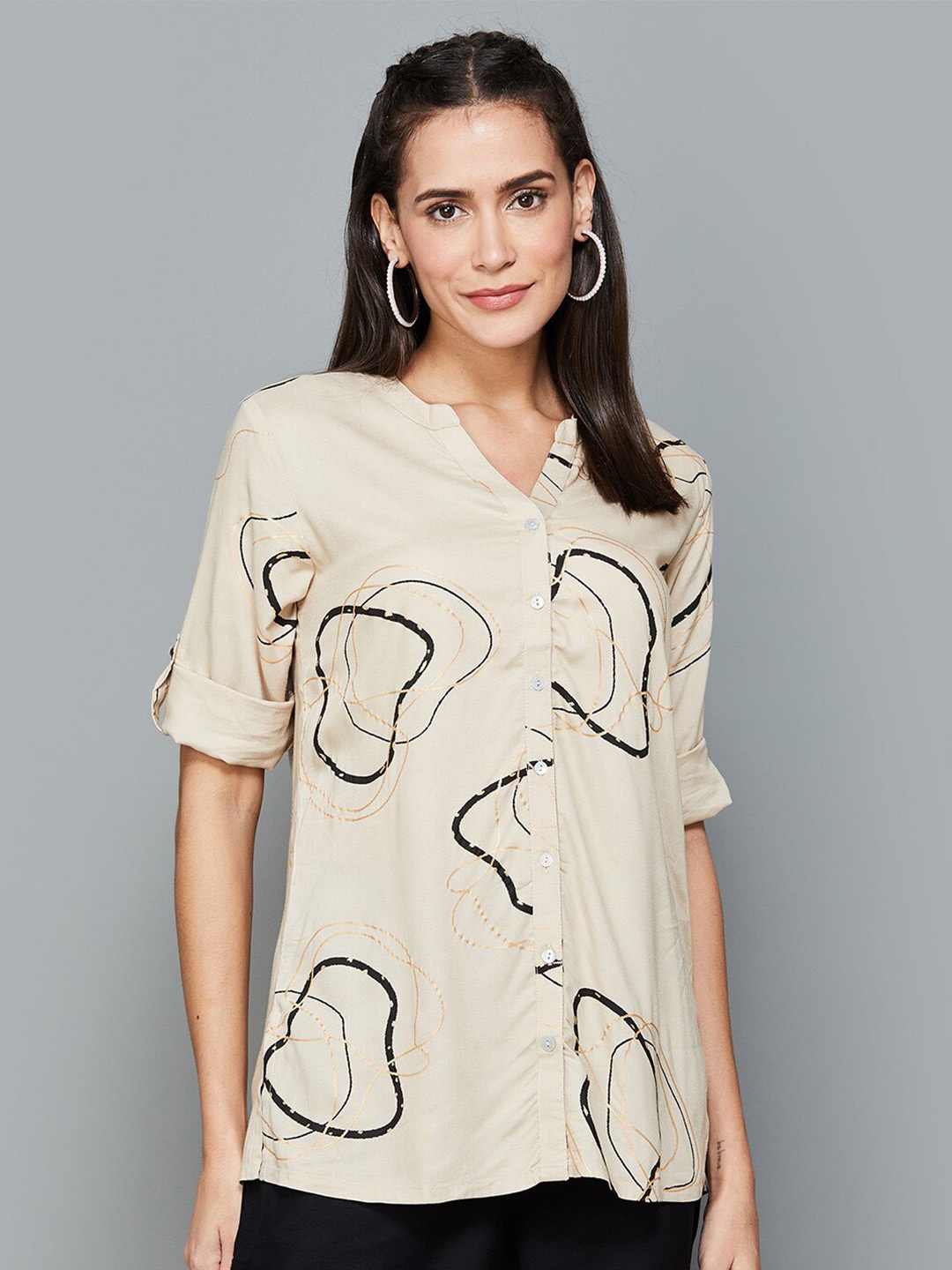 Melange by Lifestyle Geometric Printed Kurti, Off white
