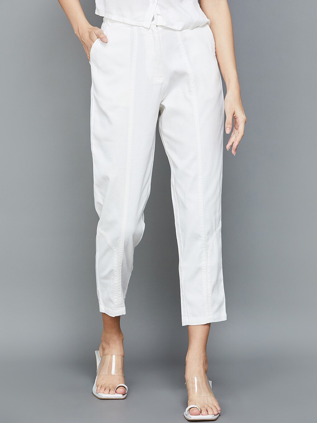 

Colour Me by Melange Women Mid-Rise Cotton Trousers, Off white
