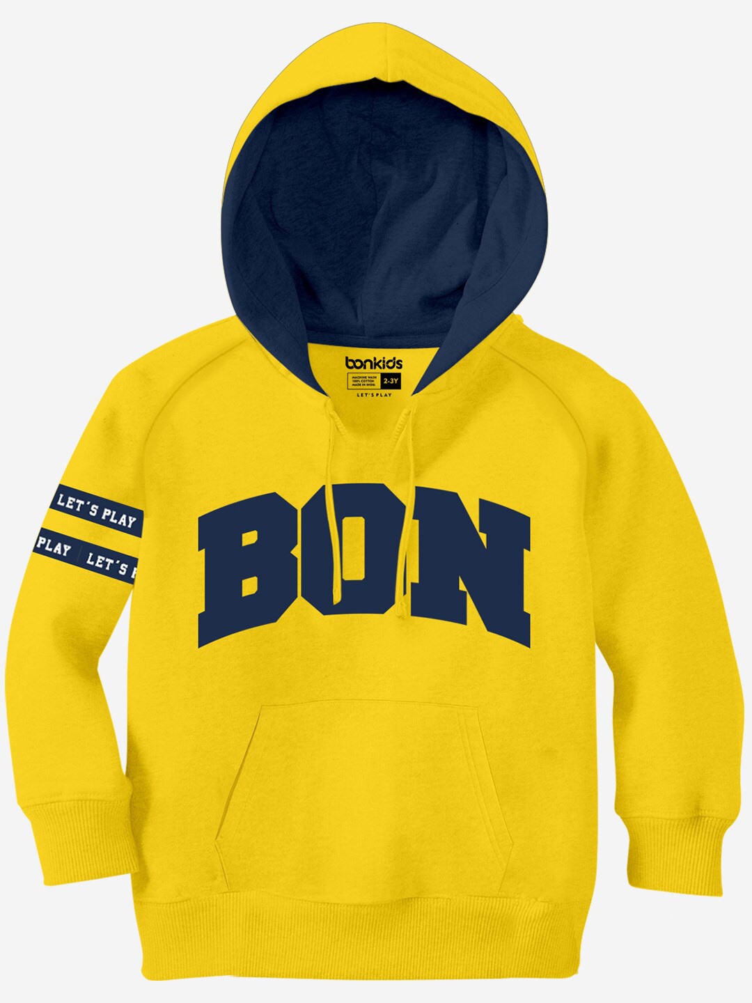 

BONKIDS Boys Printed Cotton Hooded Sweatshirt, Yellow