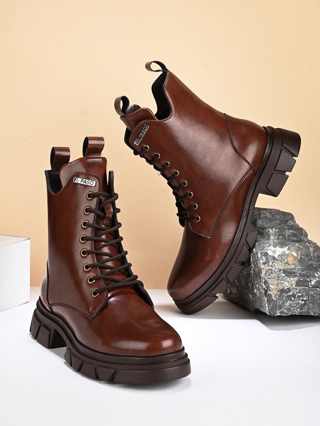 

El Paso Women Mid Top Platform-Heeled Regular Boots, Brown