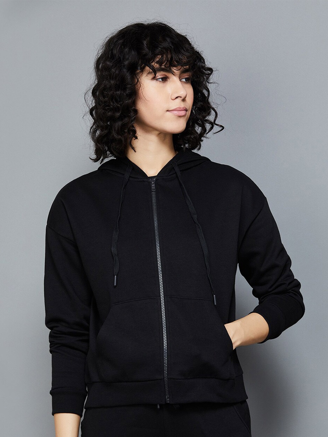 

Ginger by Lifestyle Hooded Front Open Sweatshirt, Black