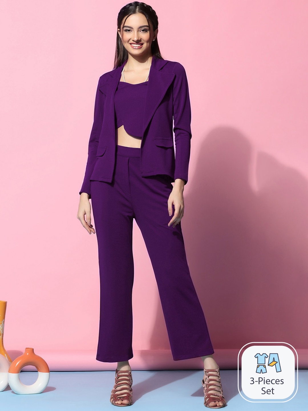 

SIDYAL Coat With Trousers Co-Ords, Purple