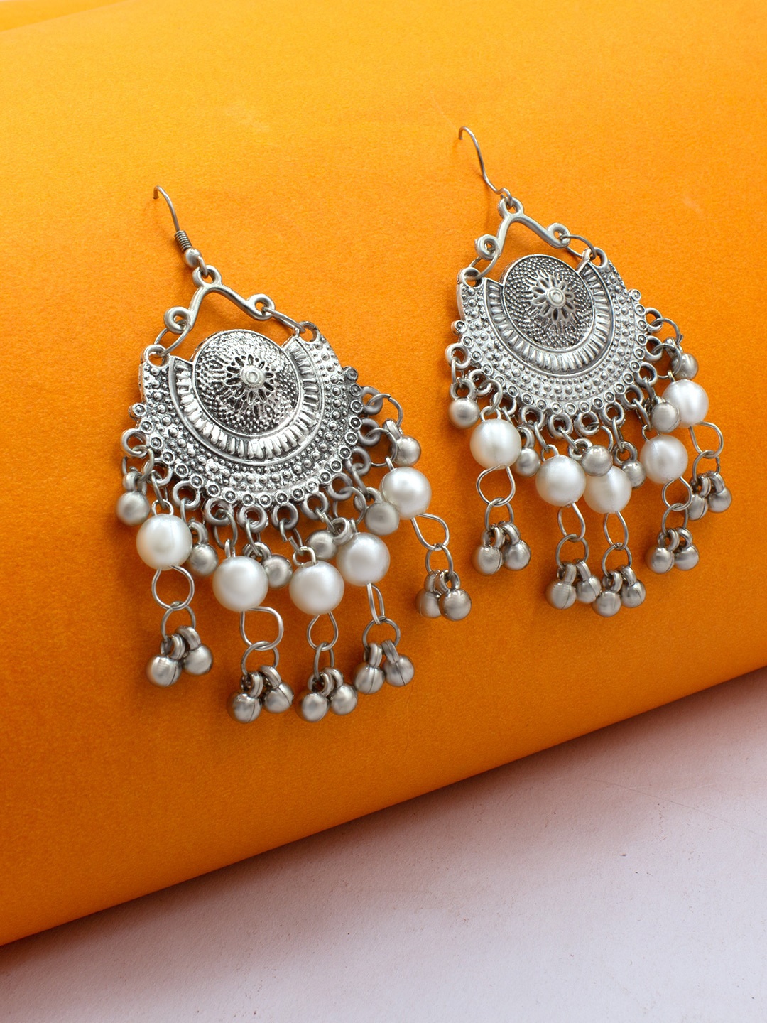 

PRIVIU Silver-Plated Oxidised Classic Drop Earrings