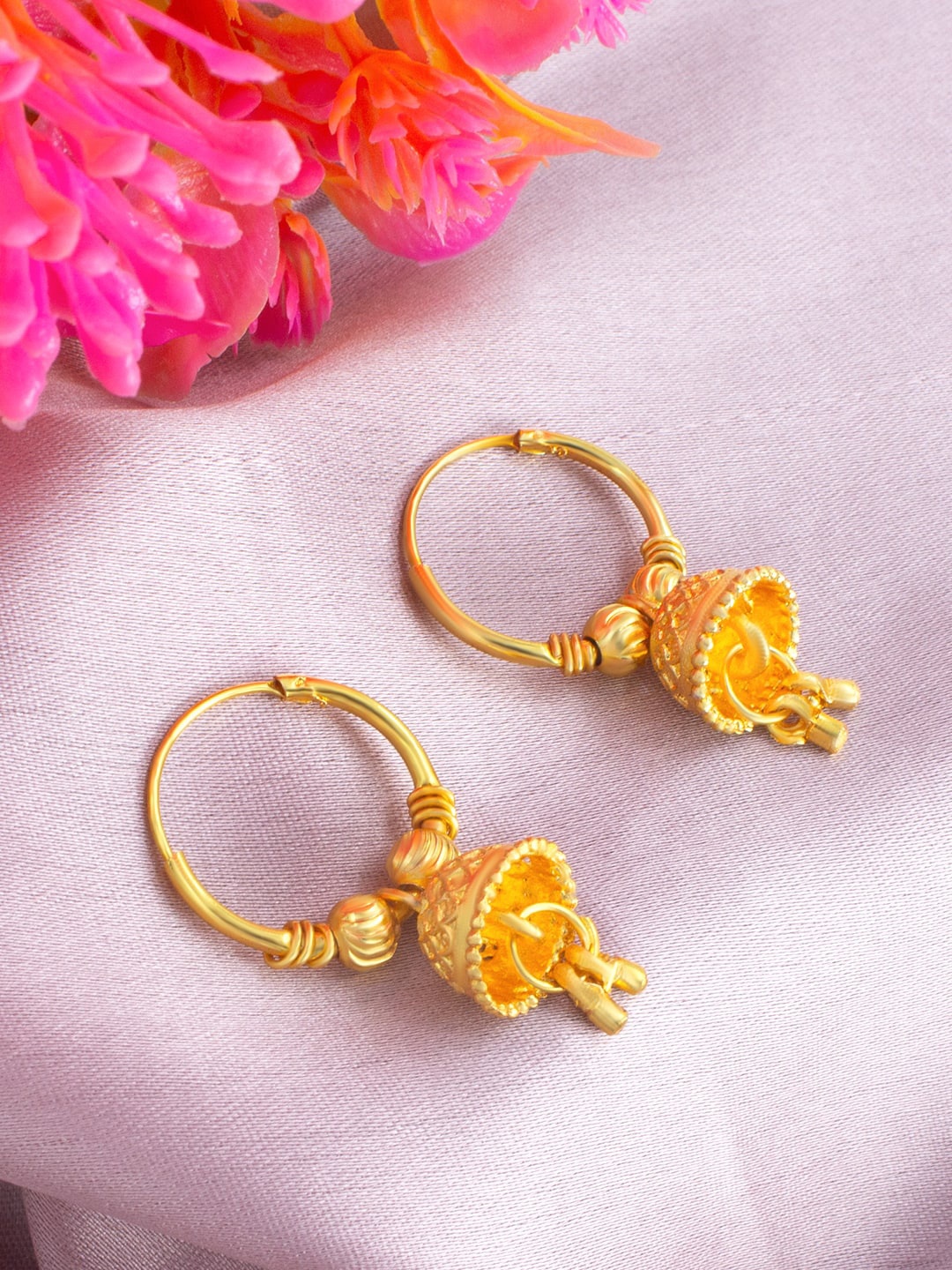 

PRIVIU Gold-Plated Dome Shaped Hoop Earrings