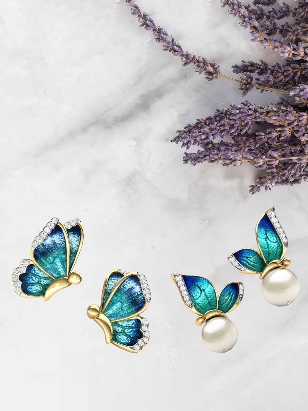 

UNIVERSITY TRENDZ Set of 2 Gold Plated Studs