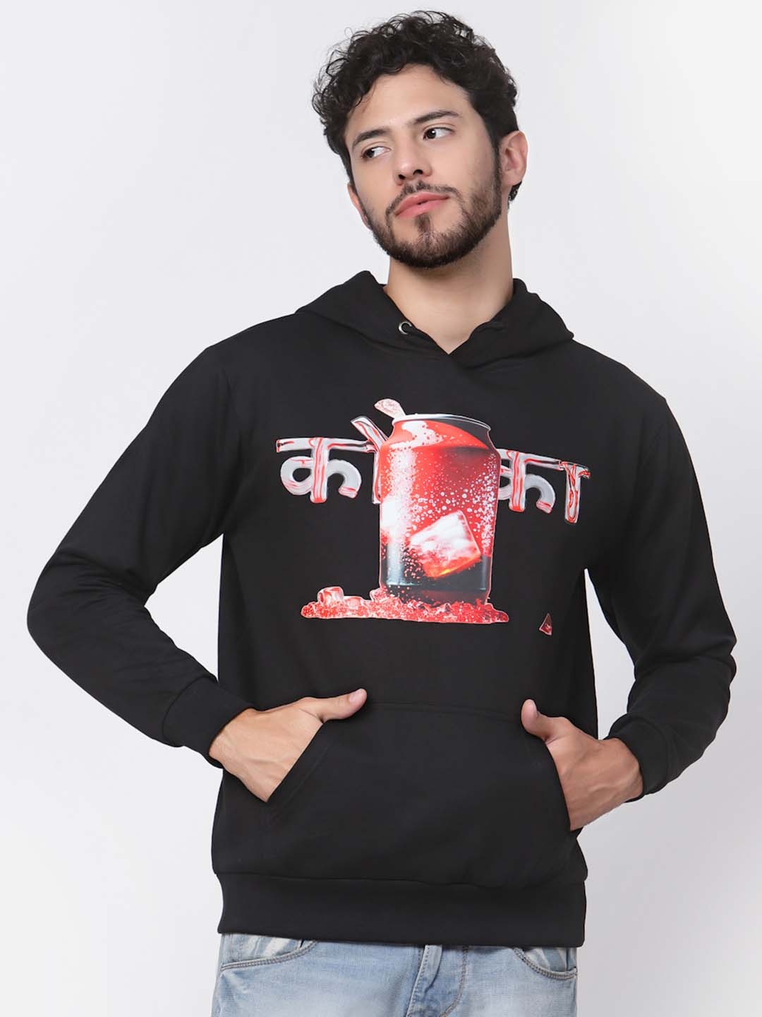 

Beetein Lamhein Graphic Printed Hooded Cotton Pullover, Black