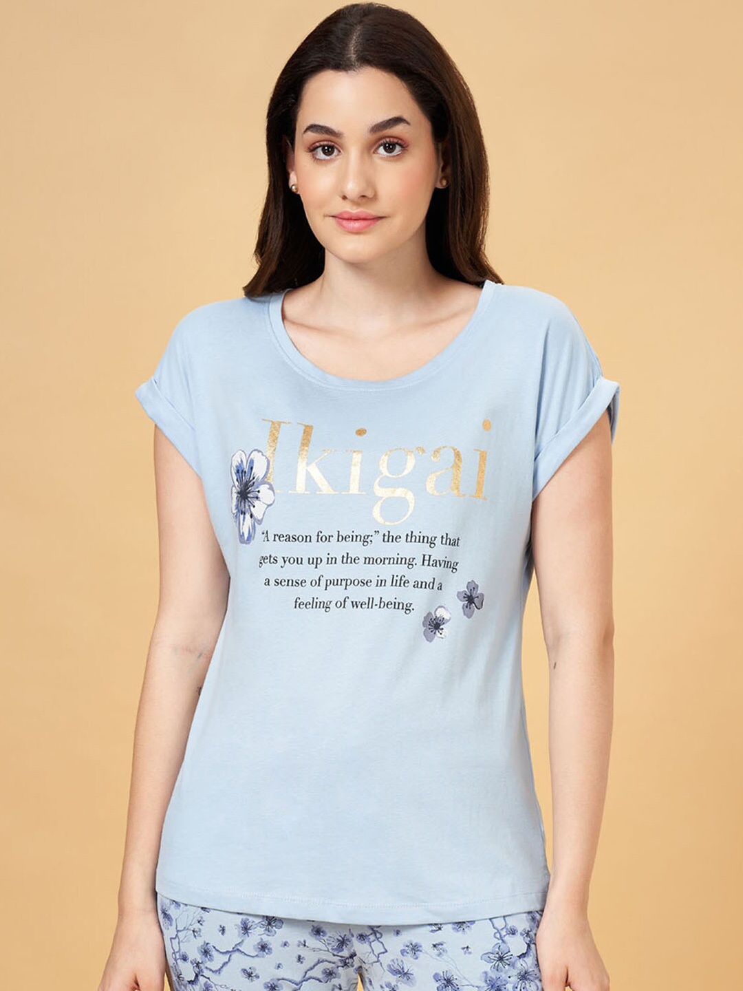 

Dreamz by Pantaloons Printed Cotton Lounge Tshirts, Grey