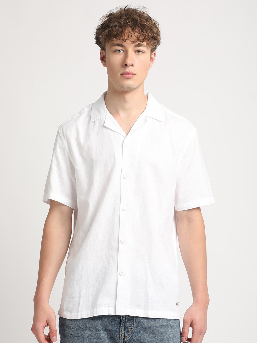 

THE BEAR HOUSE Slim Fit Pure Cotton Casual Shirt, White