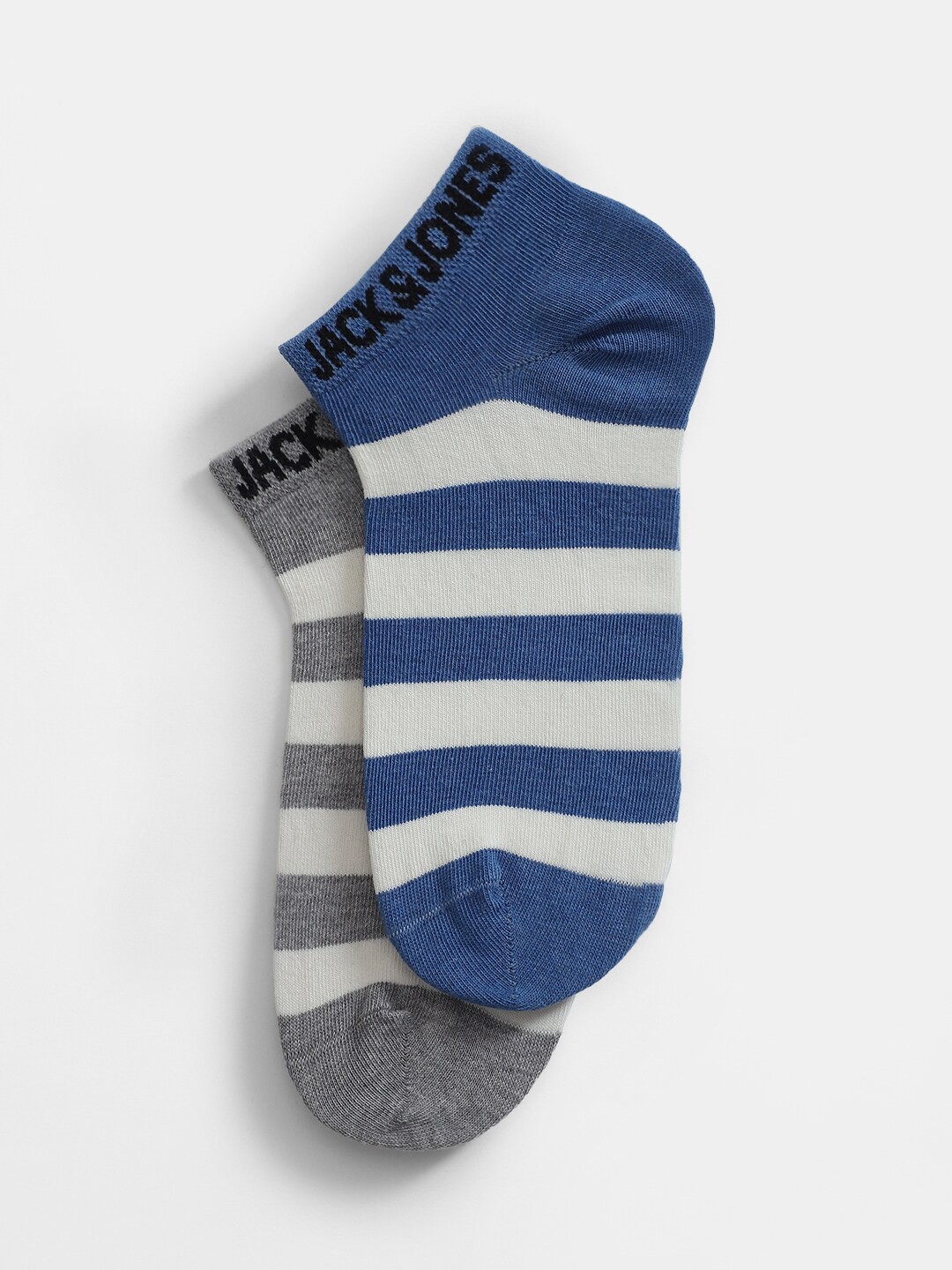 

Jack & Jones Men Pack Of 2 Striped Ankle Length Socks, Blue