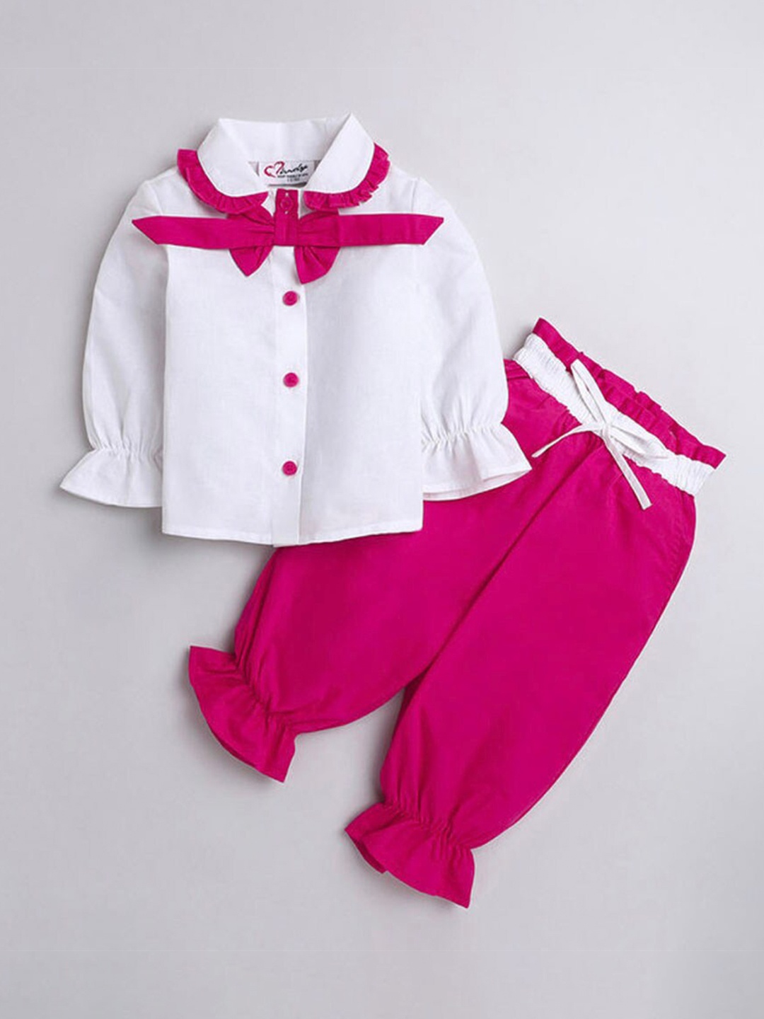 

BAESD Girls Polo Collar long Sleeve Pure Cotton Clothing Set, Pink