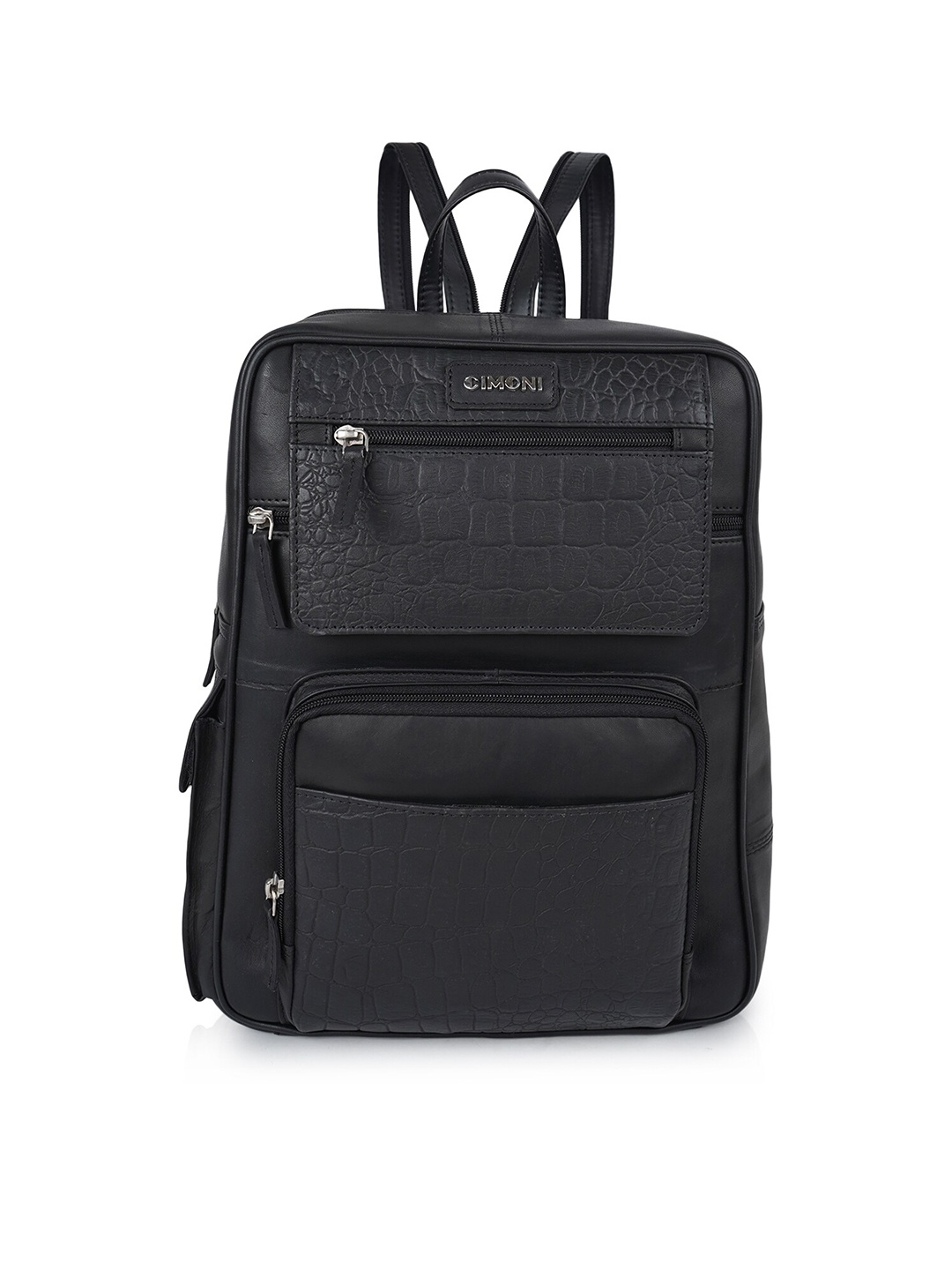 

CIMONI Unisex Textured Leather Backpack, Black