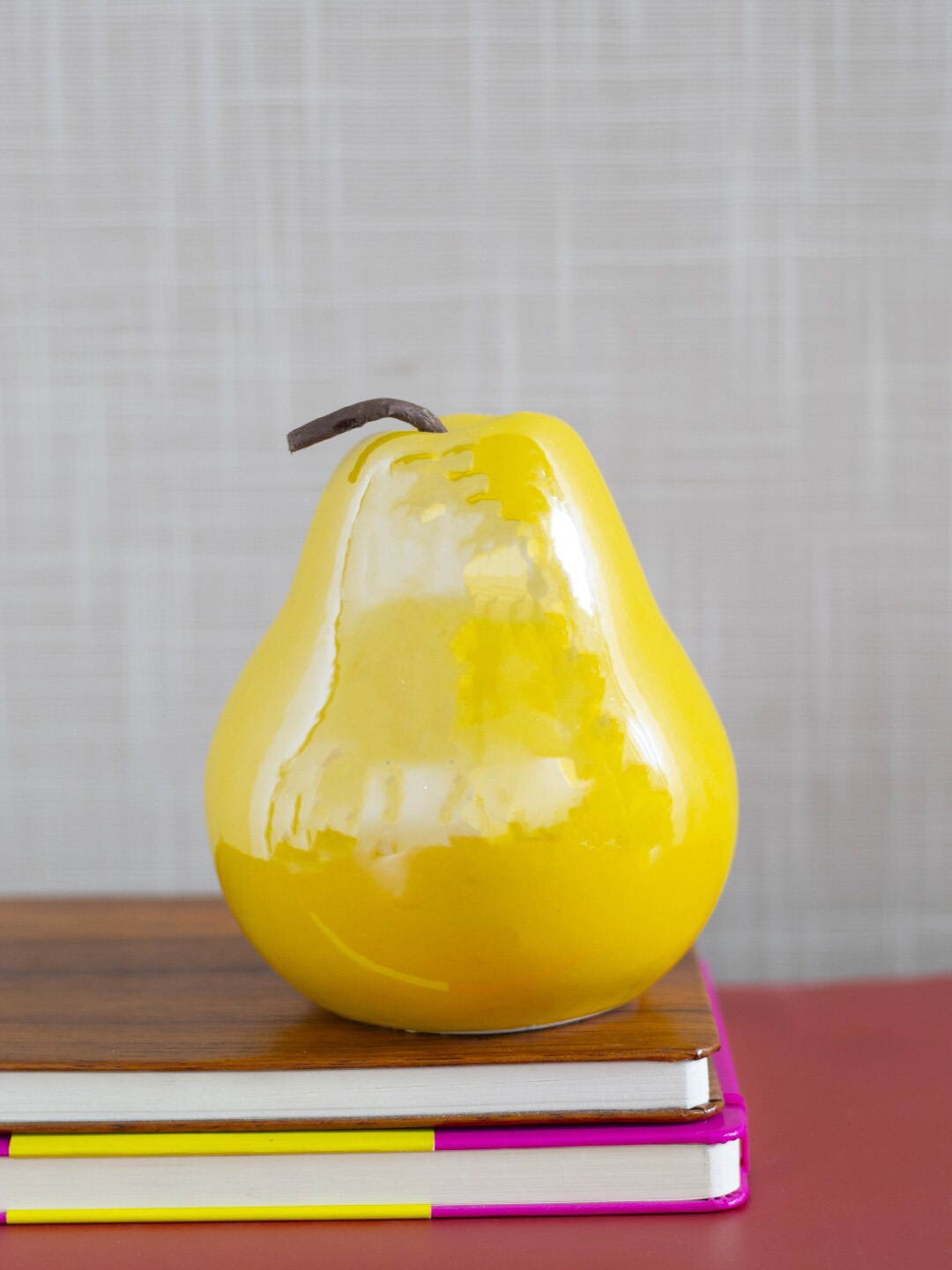 MARKET99 Yellow Ceramic Pear Showpieces