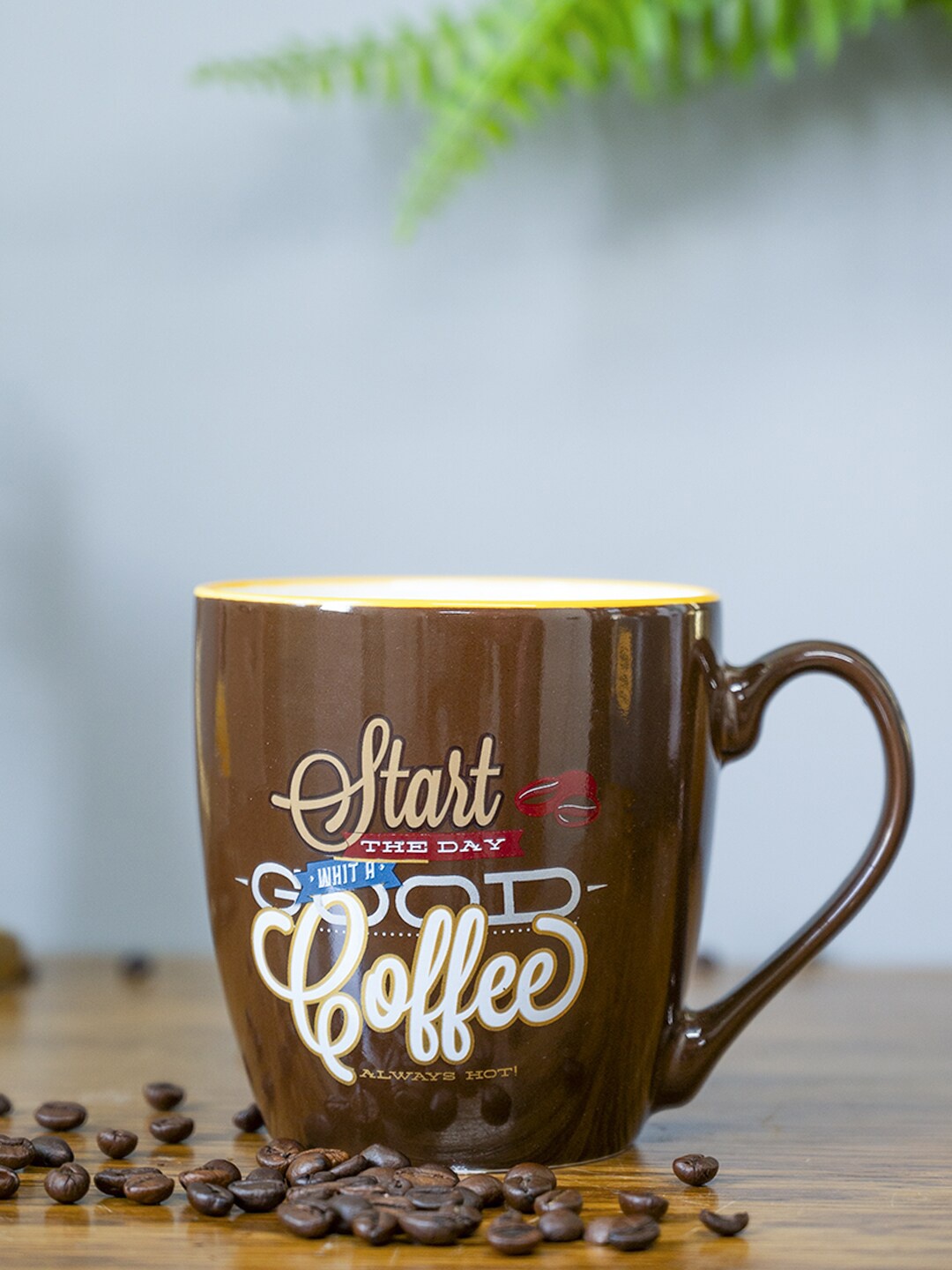 

MARKET99 Brown & Cream-Coloured Printed Ceramic Glossy Mug 400 ml