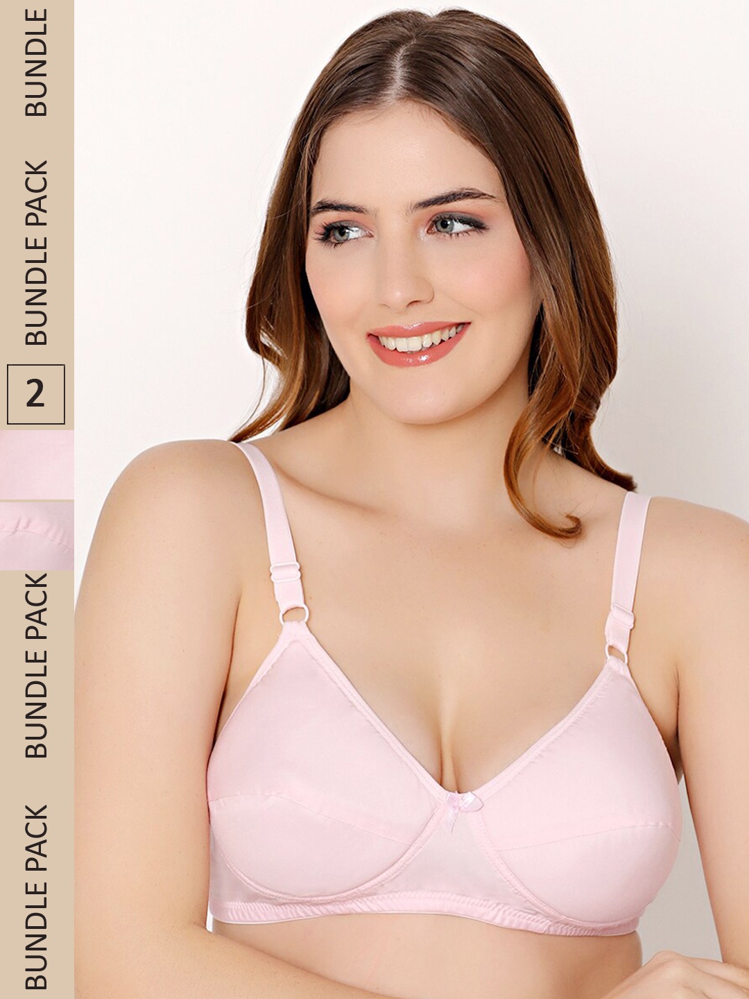 

Bodycare Pack Of 2 Heavily Padded Full Coverage Everyday Bra All Day Comfort, Pink