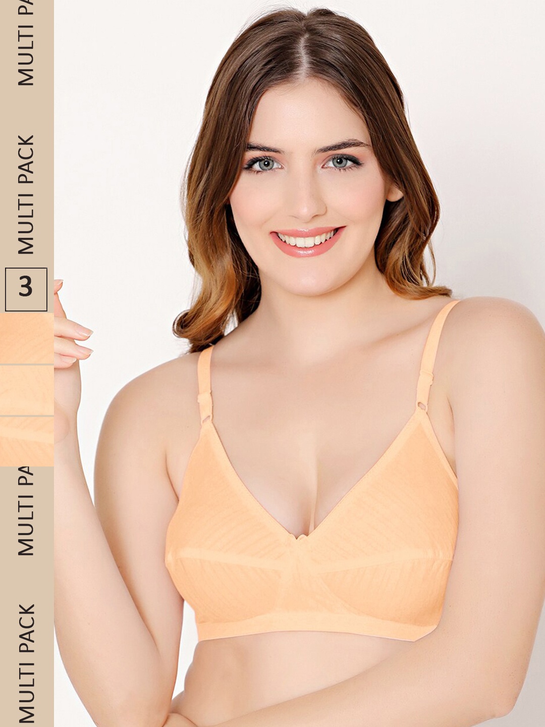 

Bodycare Pack Of 3 Non-Padded Full Coverage All Day Comfort Everyday Bra, Beige